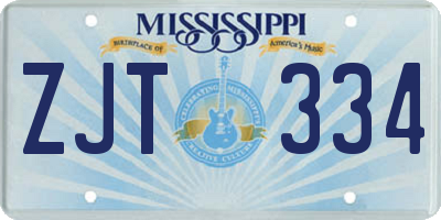 MS license plate ZJT334