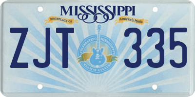 MS license plate ZJT335