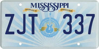 MS license plate ZJT337