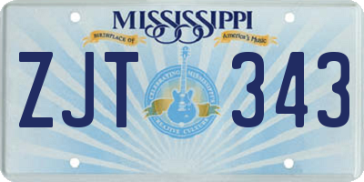 MS license plate ZJT343