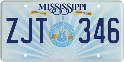 MS license plate ZJT346