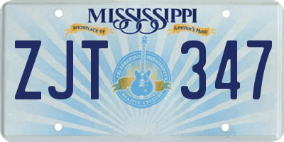 MS license plate ZJT347