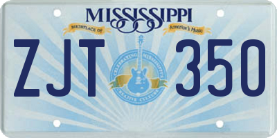 MS license plate ZJT350