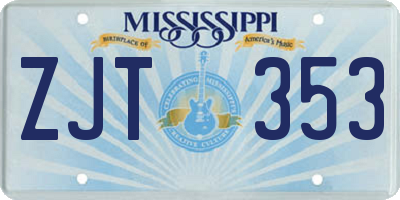 MS license plate ZJT353