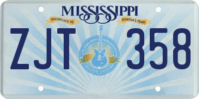 MS license plate ZJT358