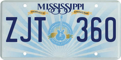 MS license plate ZJT360