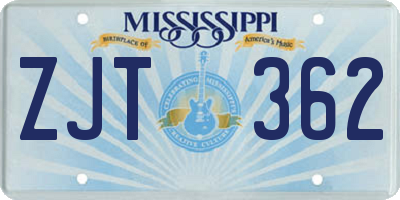 MS license plate ZJT362