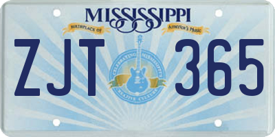 MS license plate ZJT365