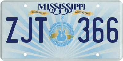 MS license plate ZJT366