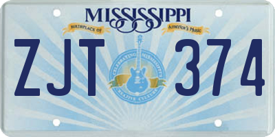 MS license plate ZJT374