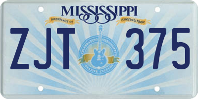 MS license plate ZJT375