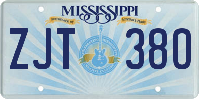 MS license plate ZJT380
