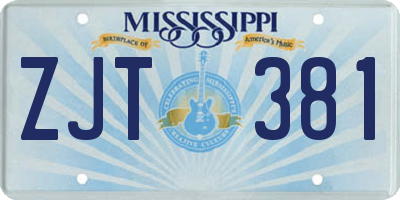 MS license plate ZJT381