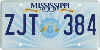 MS license plate ZJT384