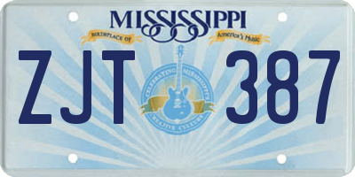 MS license plate ZJT387