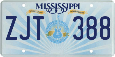 MS license plate ZJT388