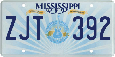 MS license plate ZJT392