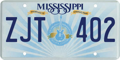MS license plate ZJT402