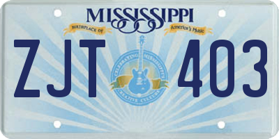 MS license plate ZJT403