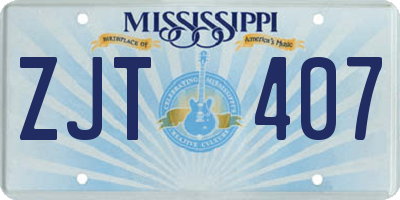 MS license plate ZJT407