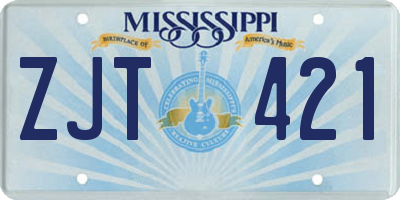 MS license plate ZJT421