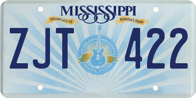MS license plate ZJT422