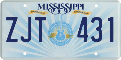 MS license plate ZJT431