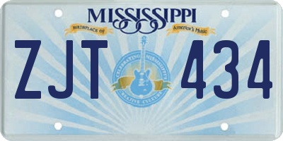 MS license plate ZJT434