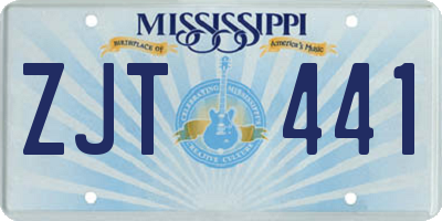 MS license plate ZJT441