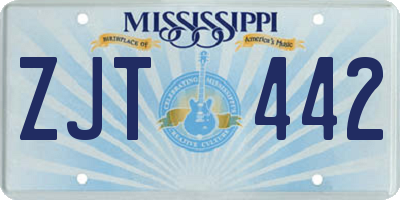 MS license plate ZJT442