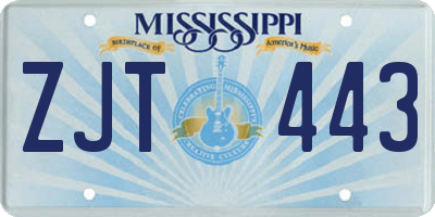 MS license plate ZJT443