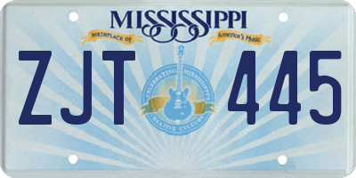 MS license plate ZJT445