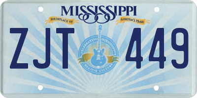 MS license plate ZJT449