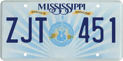 MS license plate ZJT451