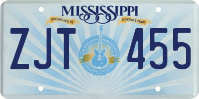 MS license plate ZJT455