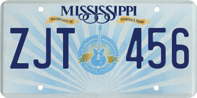 MS license plate ZJT456