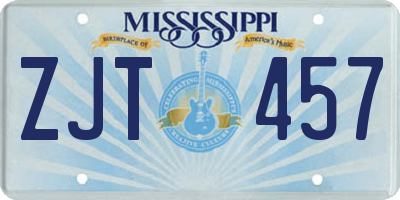 MS license plate ZJT457