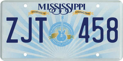 MS license plate ZJT458