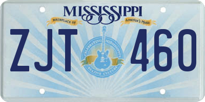 MS license plate ZJT460