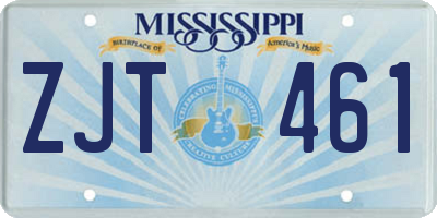 MS license plate ZJT461