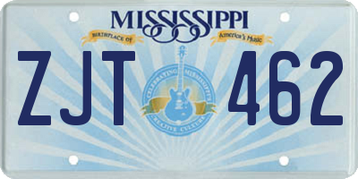 MS license plate ZJT462