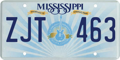 MS license plate ZJT463