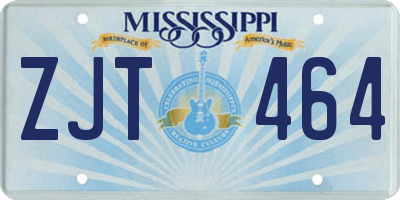 MS license plate ZJT464