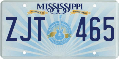 MS license plate ZJT465