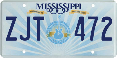 MS license plate ZJT472