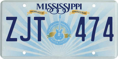MS license plate ZJT474