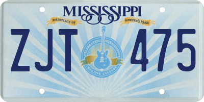 MS license plate ZJT475