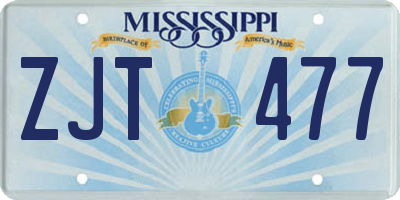 MS license plate ZJT477