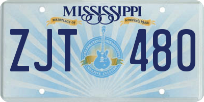 MS license plate ZJT480