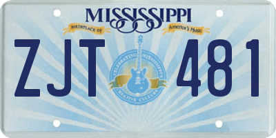 MS license plate ZJT481